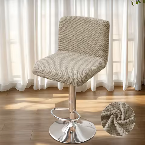 1PC solid color elastic striped grid low back chair cover, suitable for hotel restaurant chair cover decoration