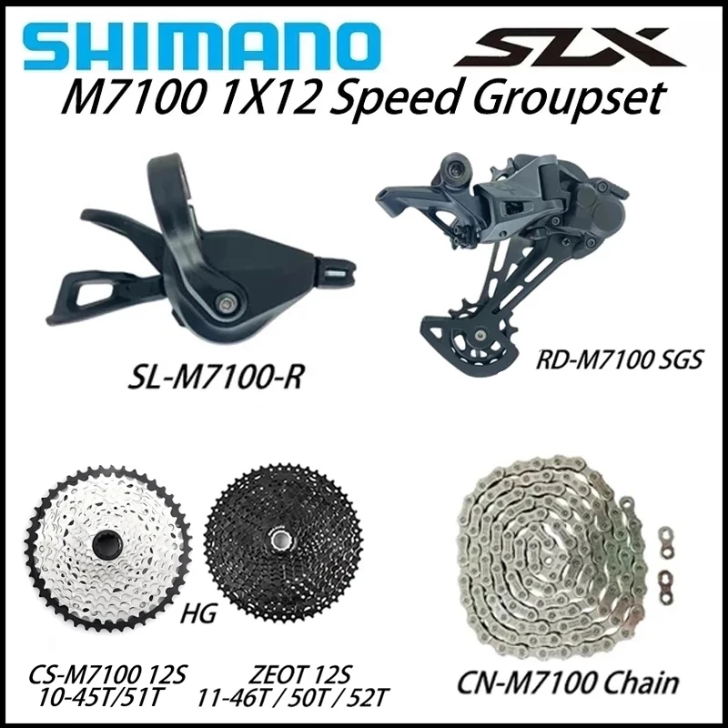 

SHIMANO Deore SLX M7100 1X12S Groupset 12V Shift Lever Rear Derailleur for MTB CN-M7100 Chain CS-M7100 12S 10-45T/51T