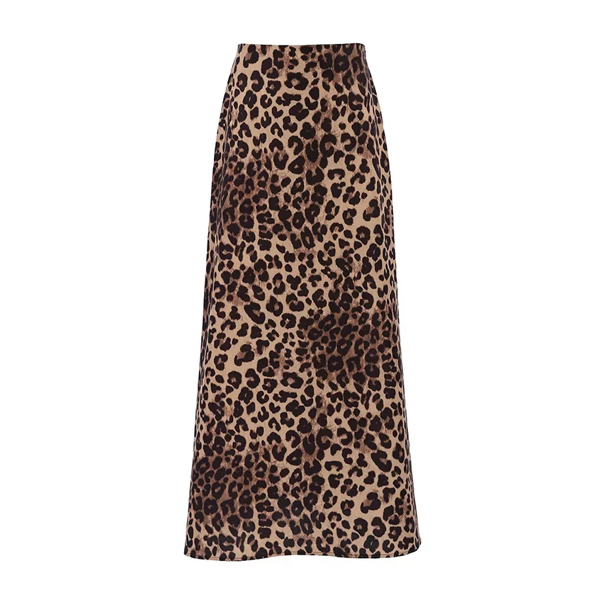 

Fashionable Leopard Print High Waist Slim Fit Versatile Street Retro Style Casual Long Skirt For Women
