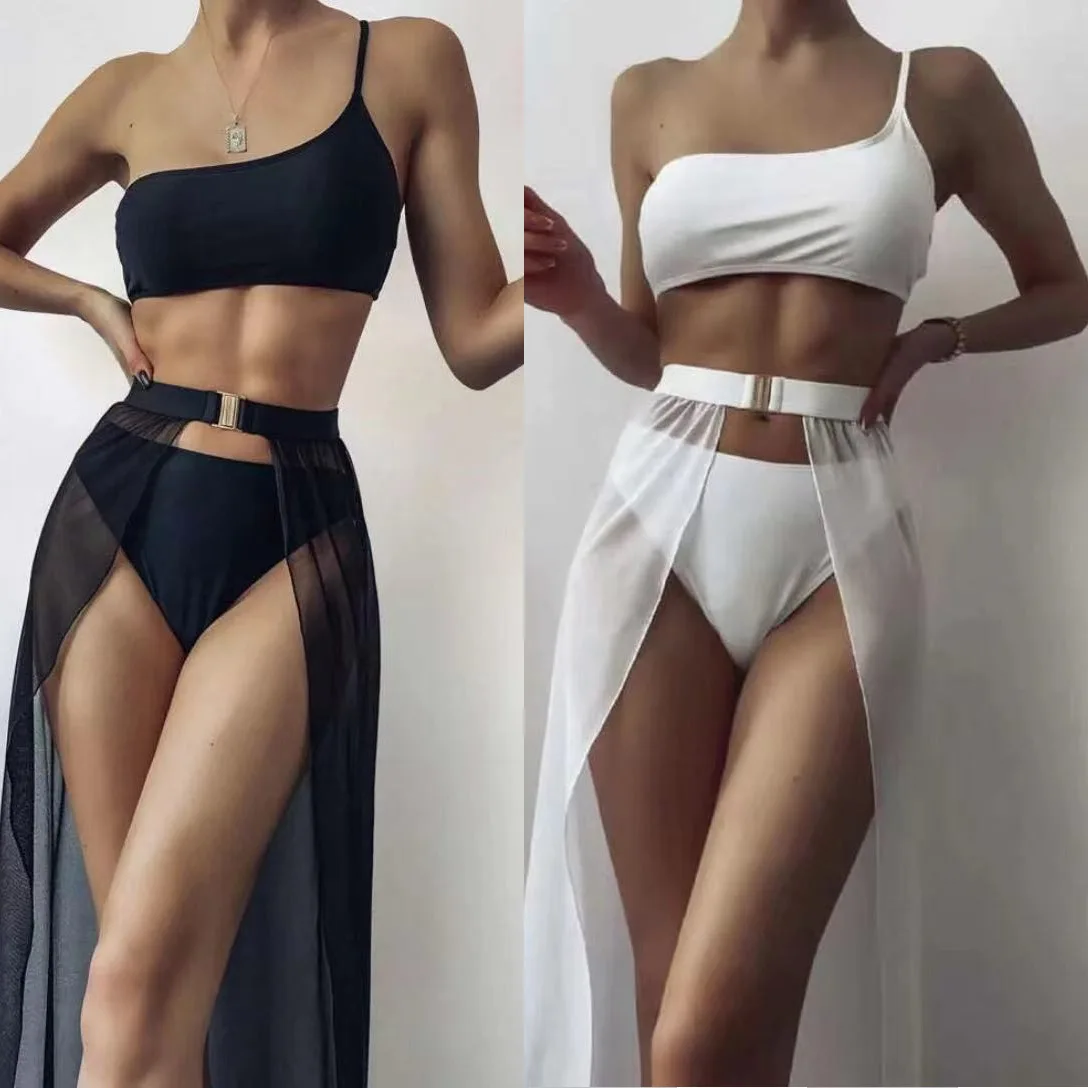 

2025 new fashion lace-up sexy halter bikini three-piece bikini halter swimsuit batch