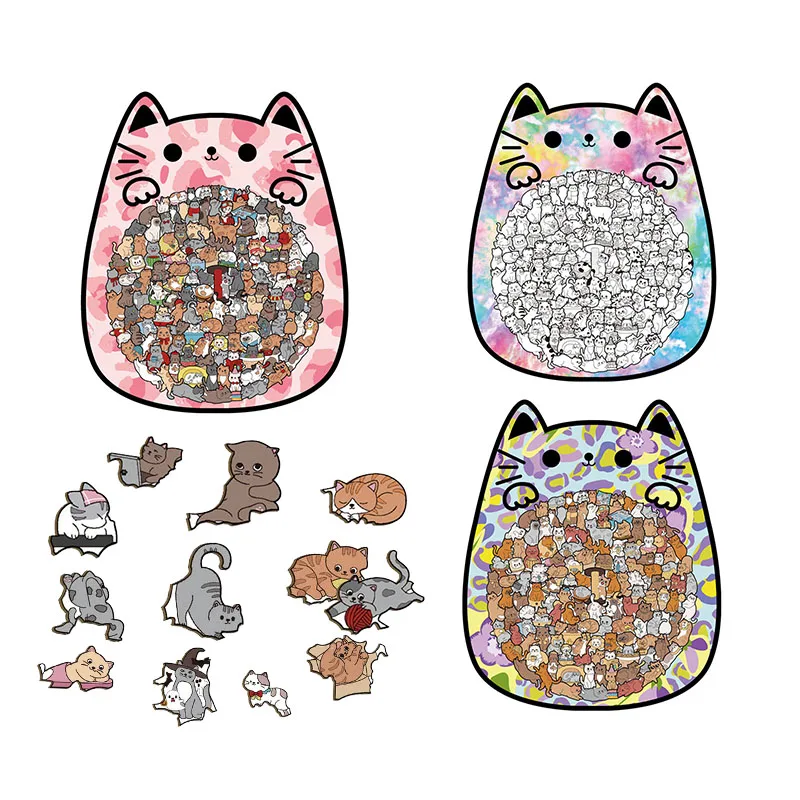 135 قطعة قطع بازل قطع الكلب غير النظامية القط على شكل لغز خشبي الإجهاد الإغاثة لعبة عيد الميلاد هدايا عيد الميلاد لمحبي الحيوانات الأليفة ديكورا #1