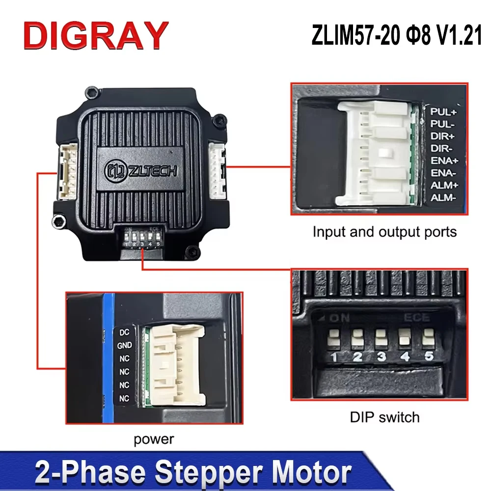 

DIGRAY DIGRAY ZLIM57-20 Integrated 0pen-loop Stepper Motor is Suitable For Laser Marking Machines And Engraving Machines
