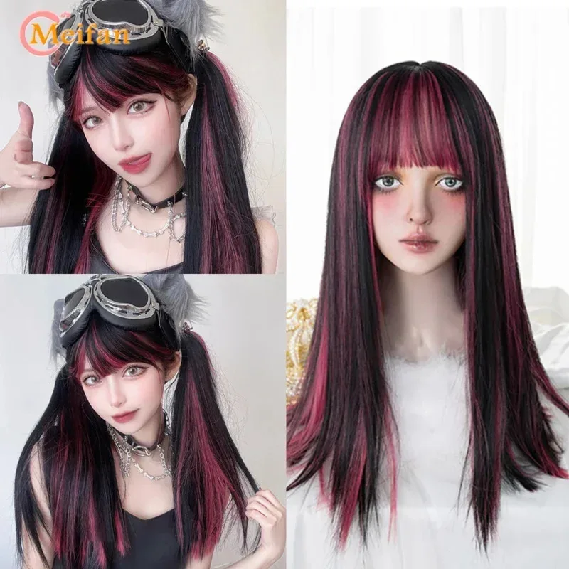 NO5 Meifan cosplay sintetico Lolita Parrucca riccia ondulata lunga acqua colore anime parrucca per capelli da donna blu rosa ombre parrucca Harajuku d ZOCO