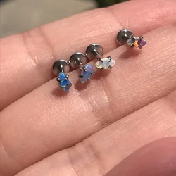 1Pc 16G Eye Opal Piercing Tragus Helix Daith Conch Cartilage Earring Surgical Steel Internal Thread Labret Rings Body Jewelry