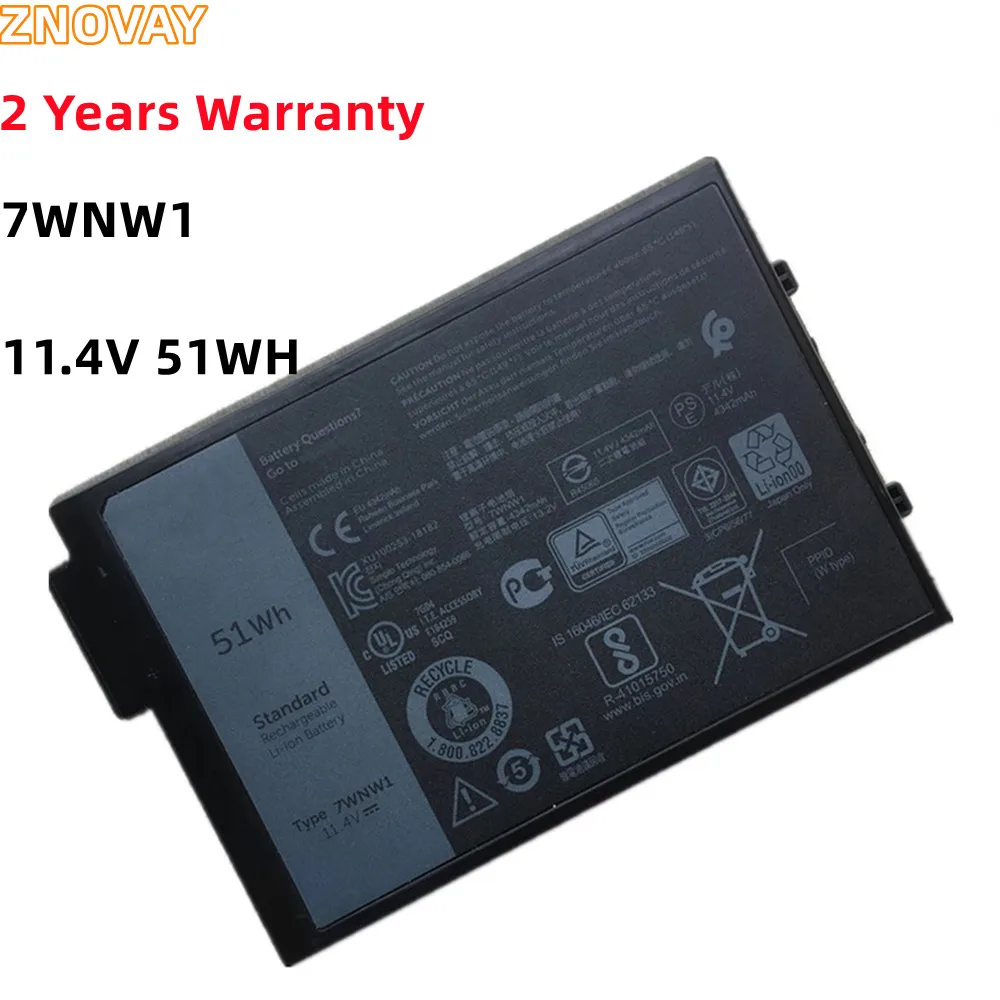 

ZNOVAY 7WNW1 Laptop Battery for Dell Latitude 7424 5424 5420 Rugged Extreme Series Notebook P85G P86G DMF8C 0DMF8C 11.4V 51Wh