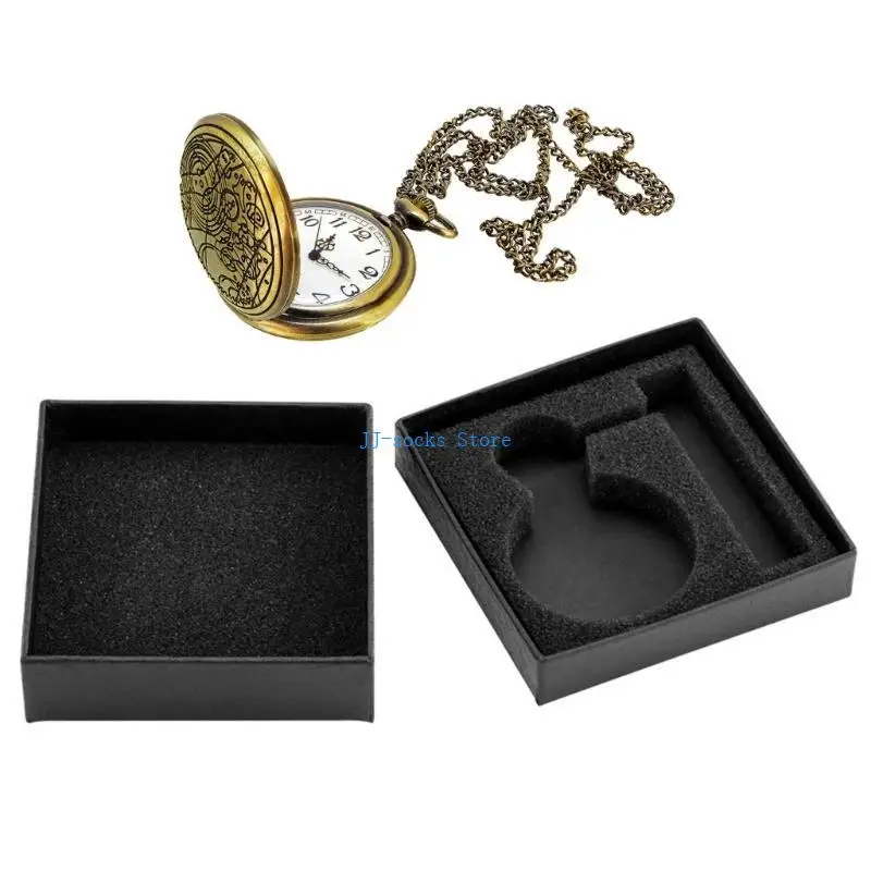 37JB Elegant Pocket Watch Case Soft Lining Classical Pocket Watch Holder Storage Container for Various Watch Size