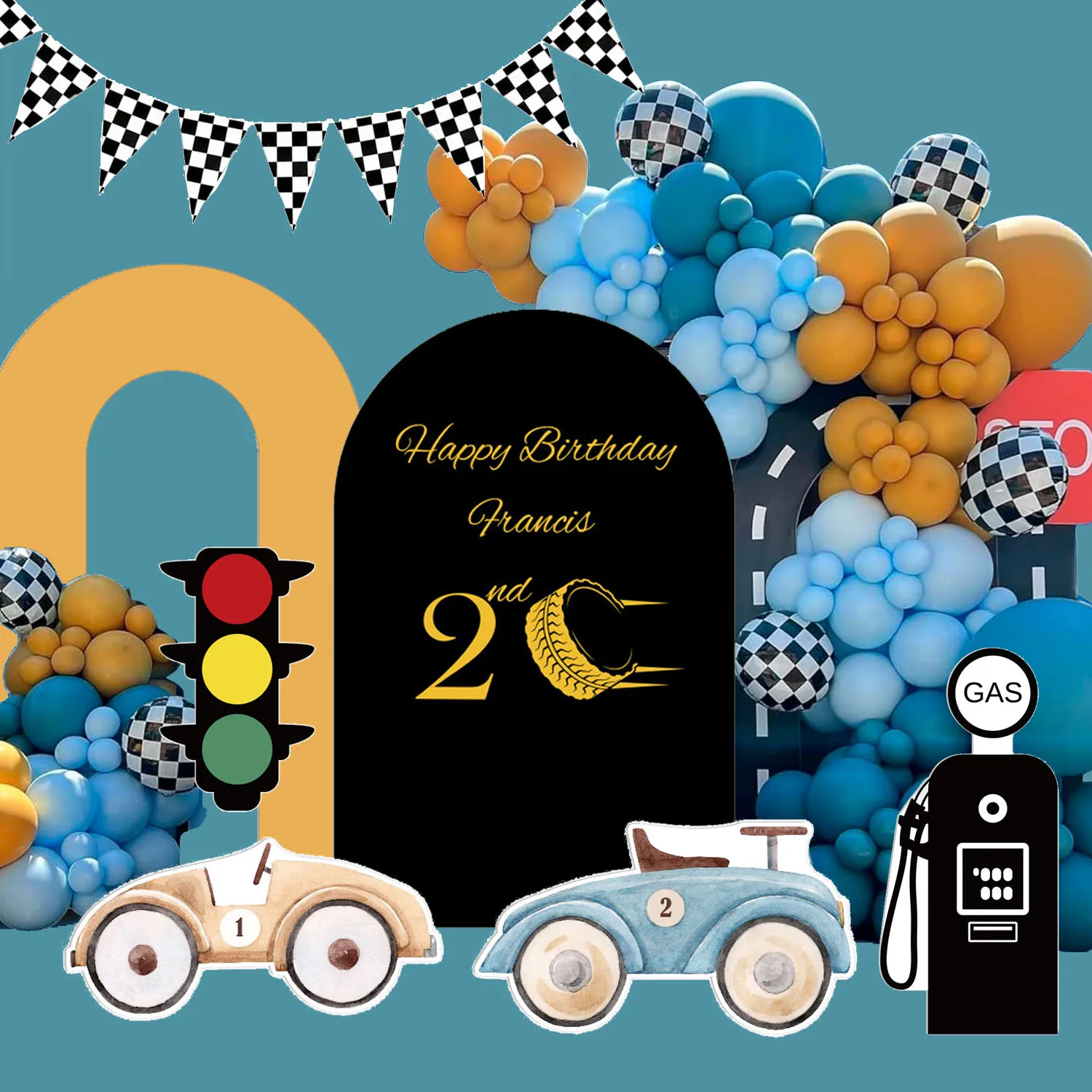 Race Car Custom Arch Backdrops Car Tank Arch Cutouts KT Board Party Background Backdrop Two Fast Birthday Party Decorations