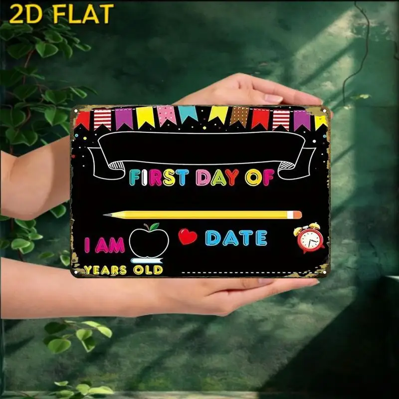 2D Flat - 2D Plane, 2D Plane 1pc, First Day of School Blackboard Sign Creative Sign - 8X12 Cafe Garage Wall Art Decoration Gift