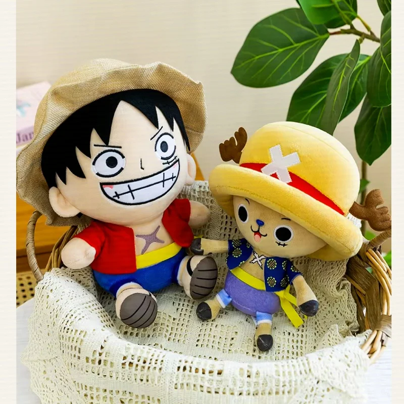 Cute One Piece Monkey D Luffy & Chopper Stuffed Plush Toy Cartoon Character Doll Set Lovely Collectible Gift For Children Fans
