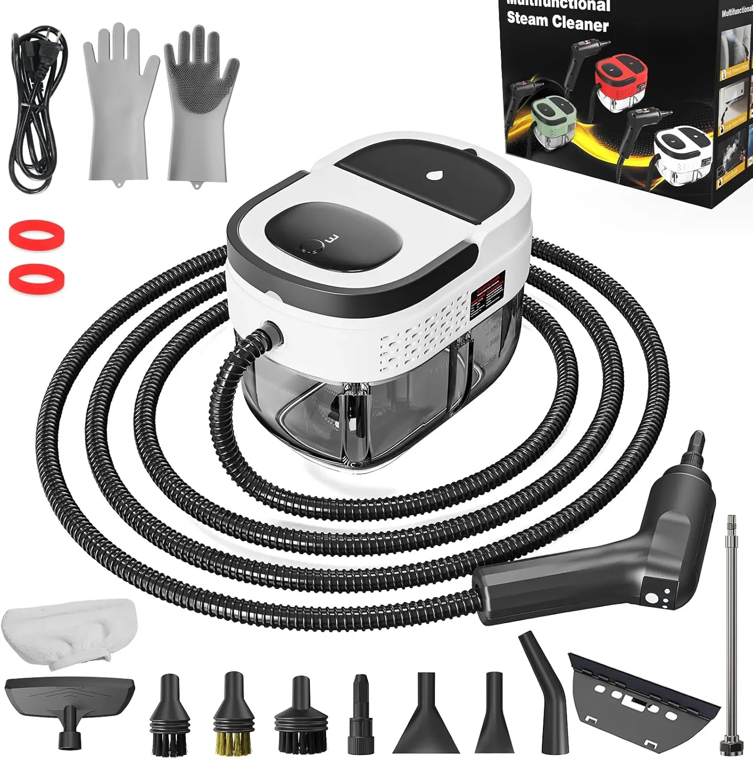 

Portable Handheld Steam Cleaner, 2500W High Pressure Steamer with 1.6L Tank, Adjustable Handle for Home, Car, Furniture Cleaning