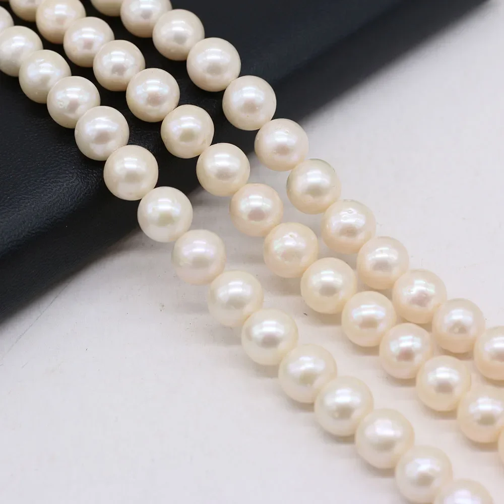 Natural Freshwater Pearl Beaded AAA 8-9mm Round Shape Loose Spacer Beads for Jewelry Making DIY Nacklace Bracelet Accessories