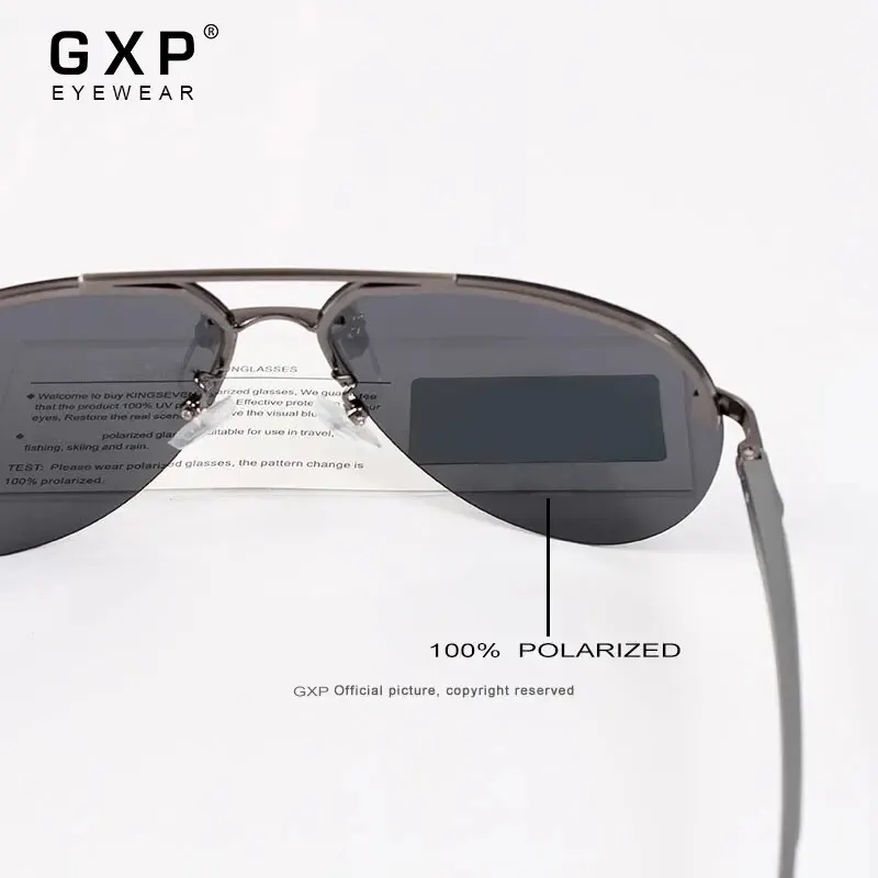 GXP Aluminum Magnesium Polarized Rimless Lens Sunglasses For Men High Definition Retro Women Eyewear Leisure Driving Glasses