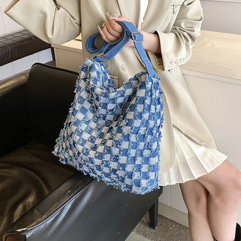 Large Capacity Tote Bags for Women Casual Denim Shoulder Messenger Bag Female Designer Sling Handbags Ladies High Quality 2024