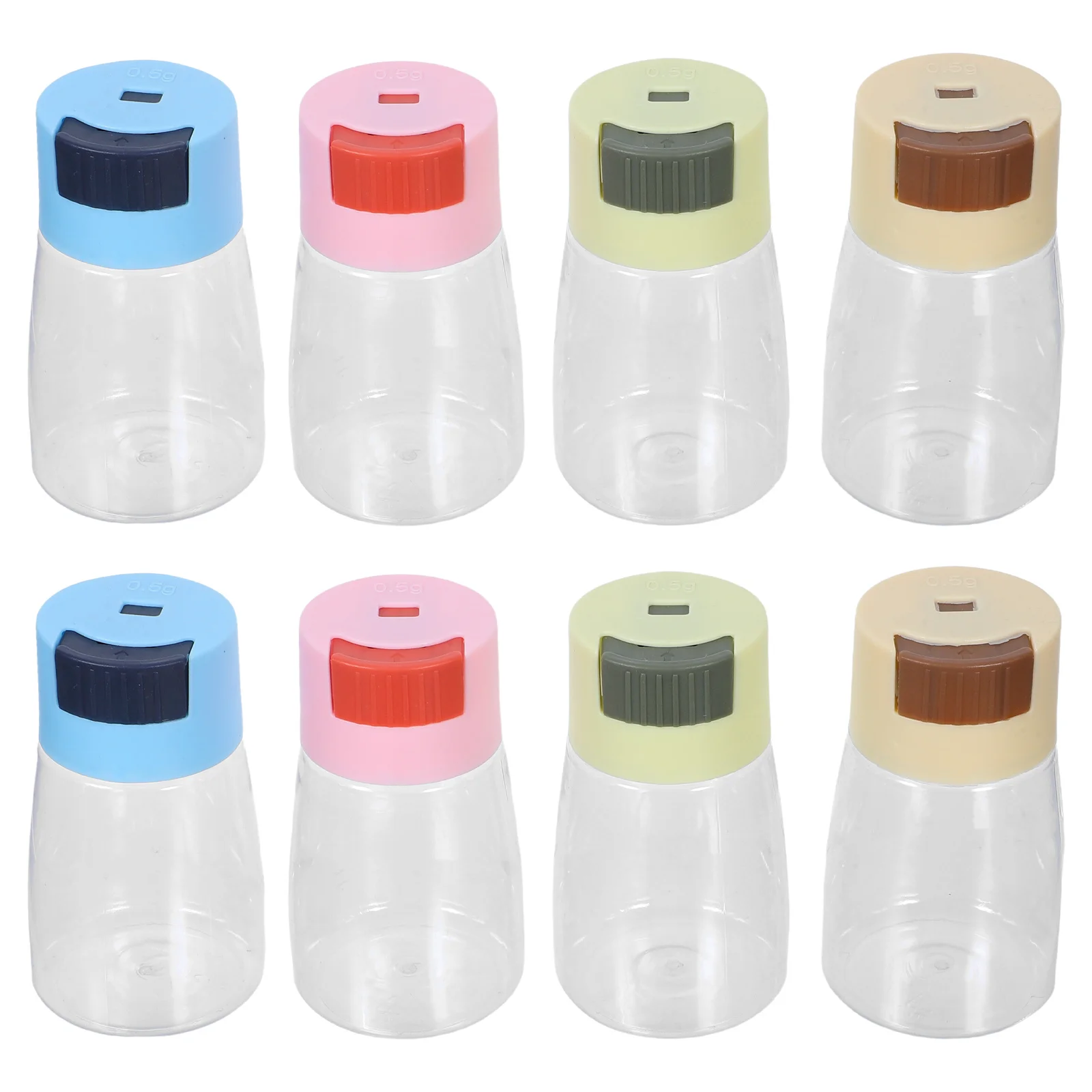 8-teiliges Gewürzglas-Set für die Küche, Presstyp, durchsichtiger, luftdichter Gewürzgläser aus Kunststoff für Salz, Zucker, Msg-gesteuerte Abgabe