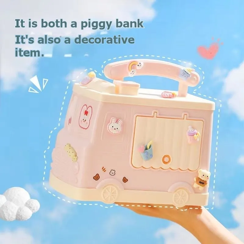 

Пластиковая копилка большой емкости в форме мультяшного автомобиля, экономия денег, коробка для хранения монет для детей