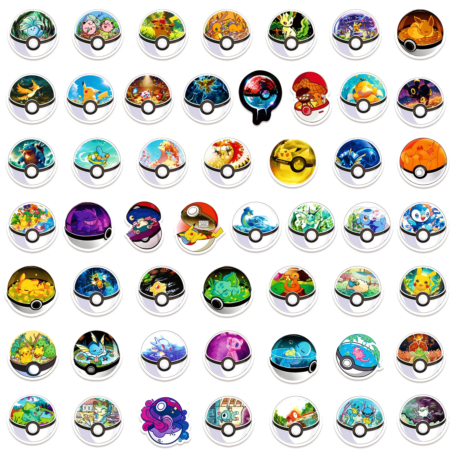 10/30/50PCS Pikachu Pokemon Fairy Ball Graffiti Stickers Cute Pokemon Anime Decal For Laptop Guitar Wardrobe Classic Kid Toys