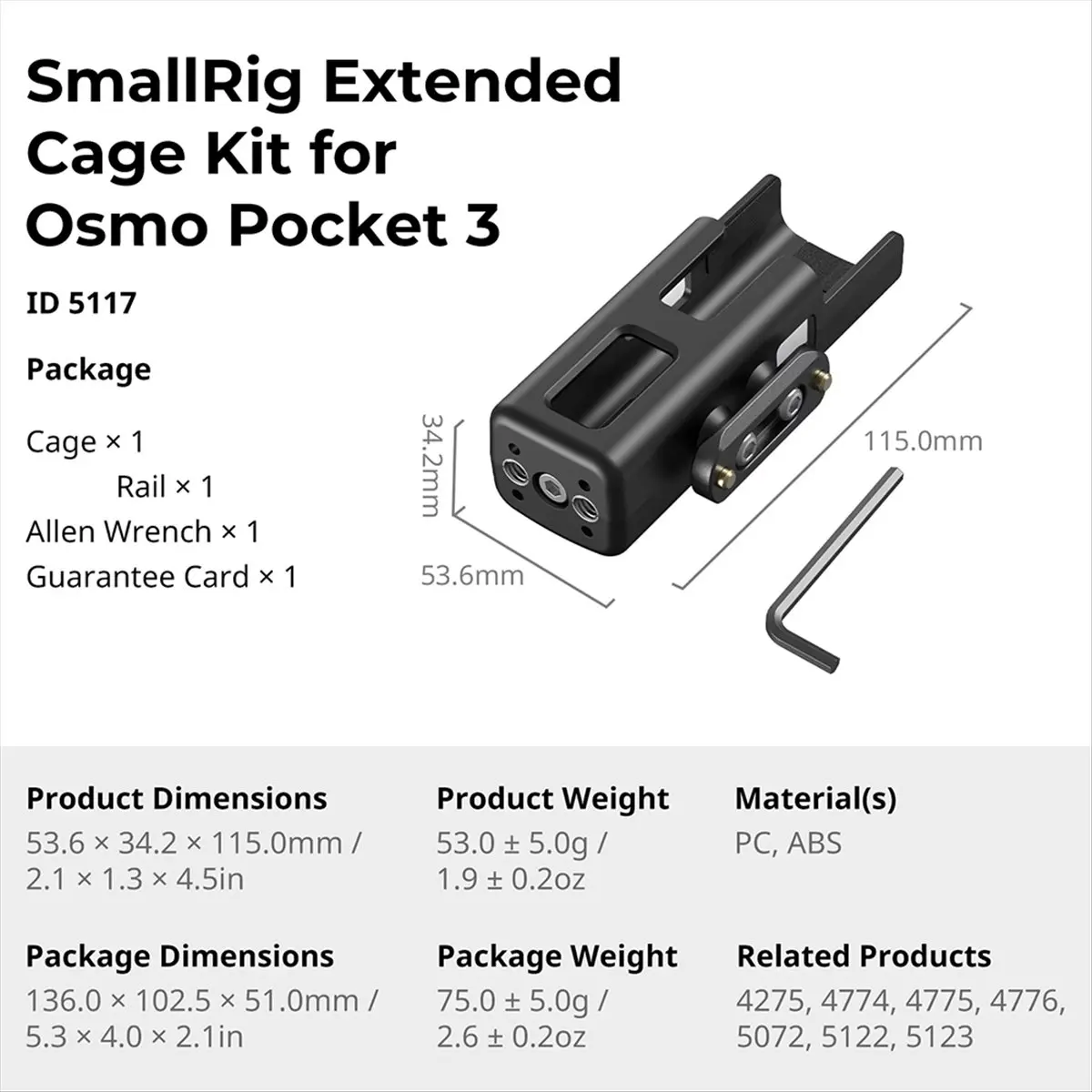 

Новая расширенная защитная клетка M05K для DJI Osmo Pocket 3 с креплением для направляющих NATO, рукоятками и Magic Arms 5117