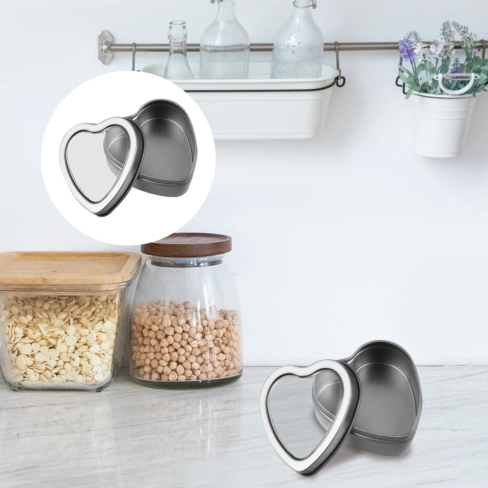 

8Pcs Heart Shaped Boxes Tinplate Storage Gift Box ies Chocolate Cookies Food Grade Biodegradable Kitchen Bar Supplies