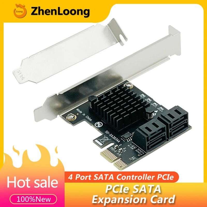 ZhenLoong – carte d'extension Riser, 4 ports SATA 3.0, connecteur de contrôleur vers PCI-E X1 6G 6Gbps adaptateur