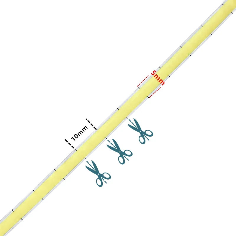 Fita LED, Cut Daylight, Branco Natural, 4000K, 3000K, 5M, Largura de 5mm, 6500K, 5V, 12V, 24V, Luz de Tira Super Fina, COB Strip Light, 1cm