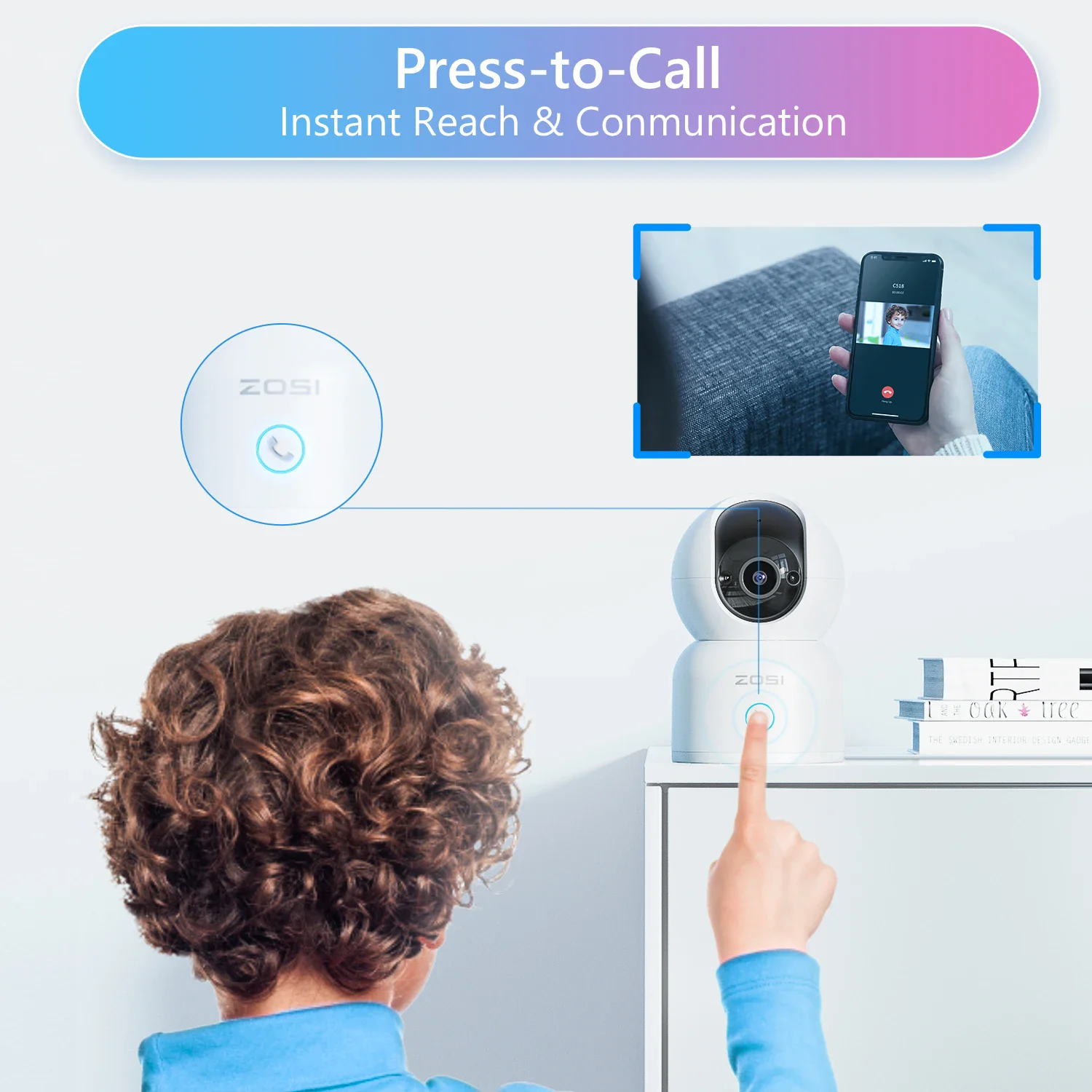Zosi c518 interior pan/tilt câmera ip de segurança inteligente casa mini 2.4g/5g wifi câmera de vigilância ip 2k segurança bebê monitocamera