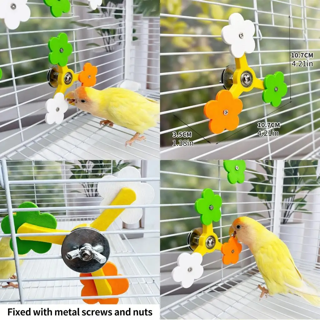 62KD Rotating Windmill Spinner Bird Cage Toy For Parrots Entertainment Exercise Fun