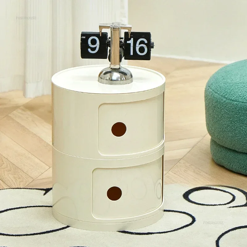 %a Modern Plastic Nightstands for Bedroom Furniture Creative Multi-layer Round Storage Cabinet Modern Creative Ins Bed Side Tab