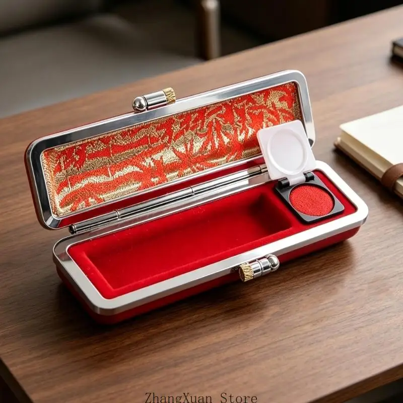 Professionelle Stempelbox mit samtiger Stoffauskleidung, tragbarer Stempelhalter 3XUF – Detail 5