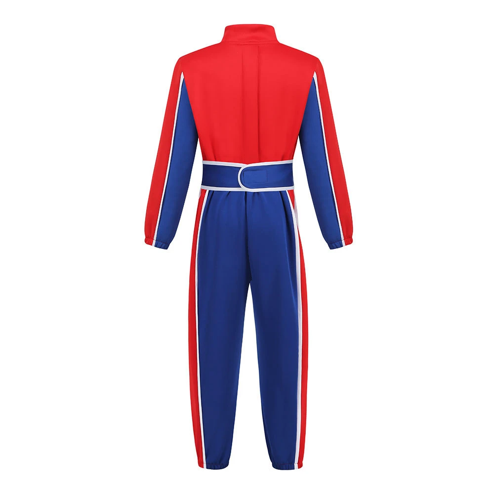 New Boys Racer Cosplay Costume Red Blue Race Car Driver Career Competition Uniform Children Racing Driver Clothing Set Jumpsuit