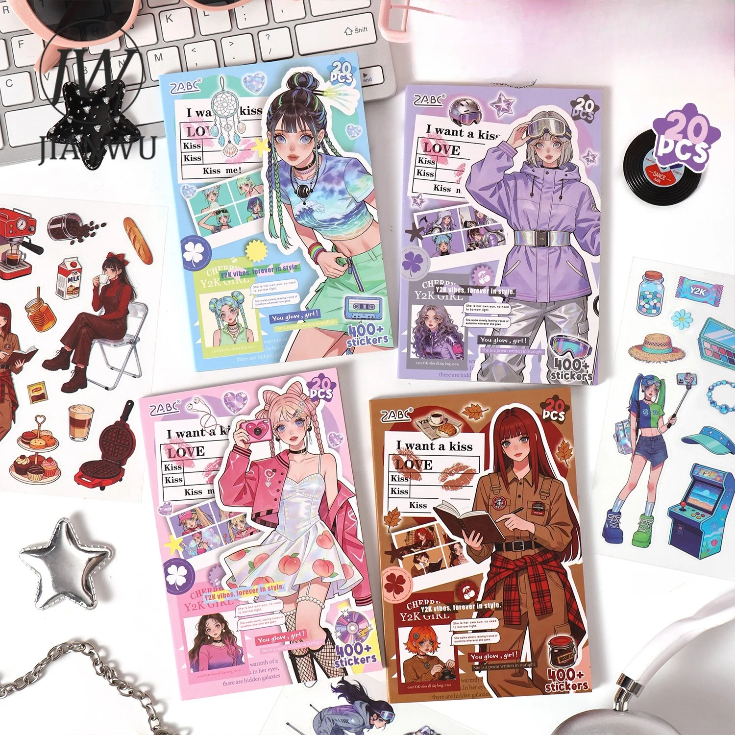 JIANWU Buku Stiker PET Kolase  - Vintage Fashion Journal ulasan dan harga