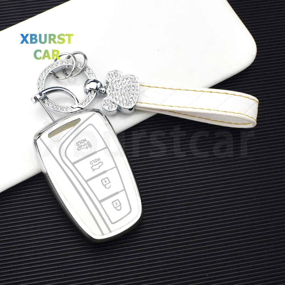 4 Buttons For Hyundai Santa Fe Sport Ix45 Equus Centennial Genesis G80 Grandeur Azera TPU Car Key Case Cover Shell Fob Holder