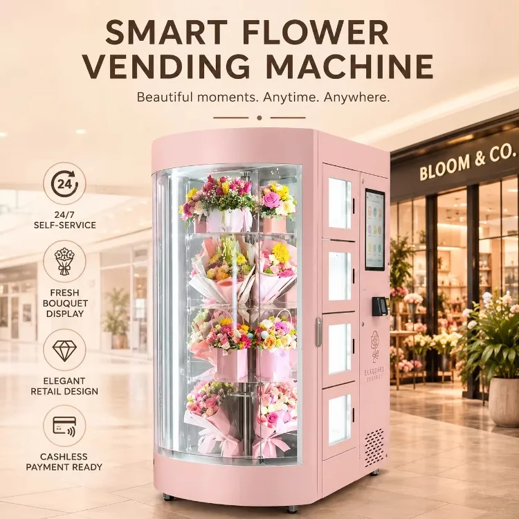 Proveedor de Máquinas Expendedoras, Máquina Expendedora de Hielo para Exteriores, Máquina Expendedora de Ramos de Flores, Máquina Expendedora de Flores Frescas