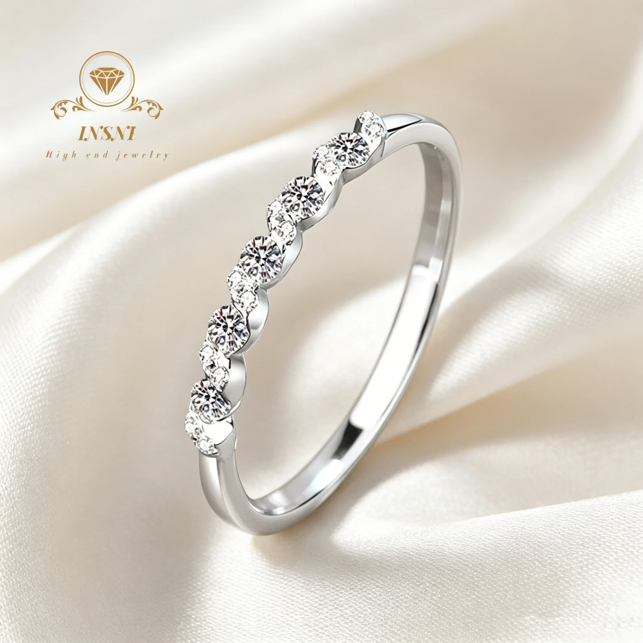 

Wave 925 Sterling Silver Moissanite Ring Jewelry Daily Styling Affordable Light Luxury Non-Allergy Jewelry Gift Party Wear