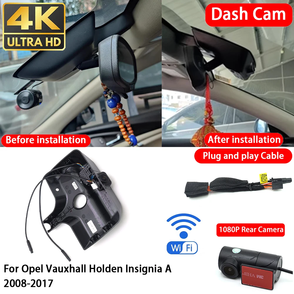 Cámara para Auto 4K con Wifi, Plug & Play, Grabación en Bucle, para Opel Vauxhall Holden Insignia A 2008-2017, Grabación Delantera y Trasera