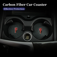 2Pcs Car Carbon Leather Water Cup Pad Anti-noise Coaster Mat For Hongqi H5 HS5 H6 H9 HS3 PHEV HS7 EH7 E-QM5 E-HS9