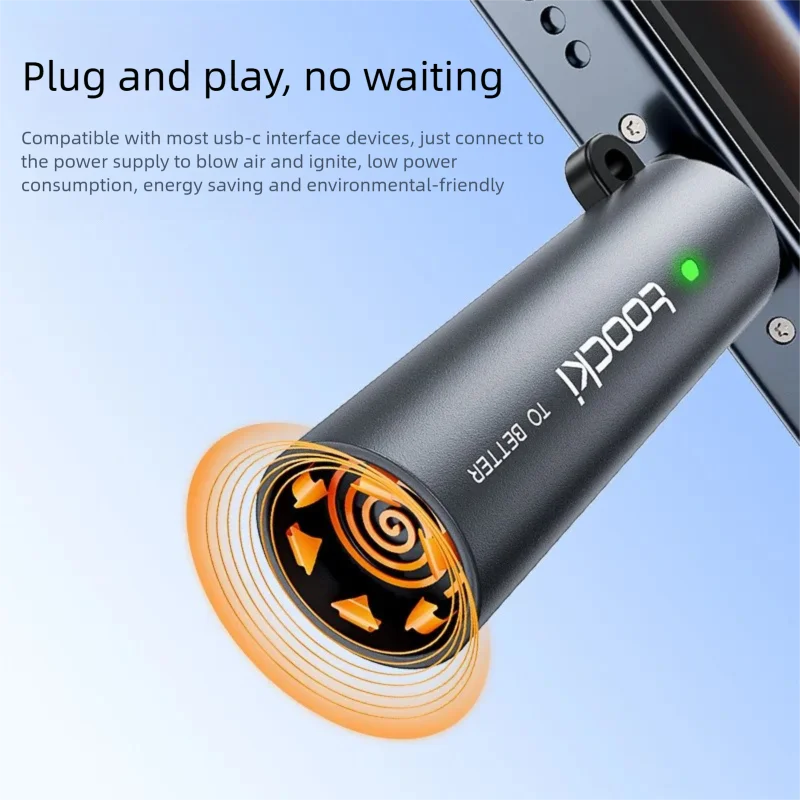 Toocki Mobile Phone Electronic Cigarette Lighter Windproof Electric Heating Lighter Outdoor Portable Fire Starter USB-C Igniter