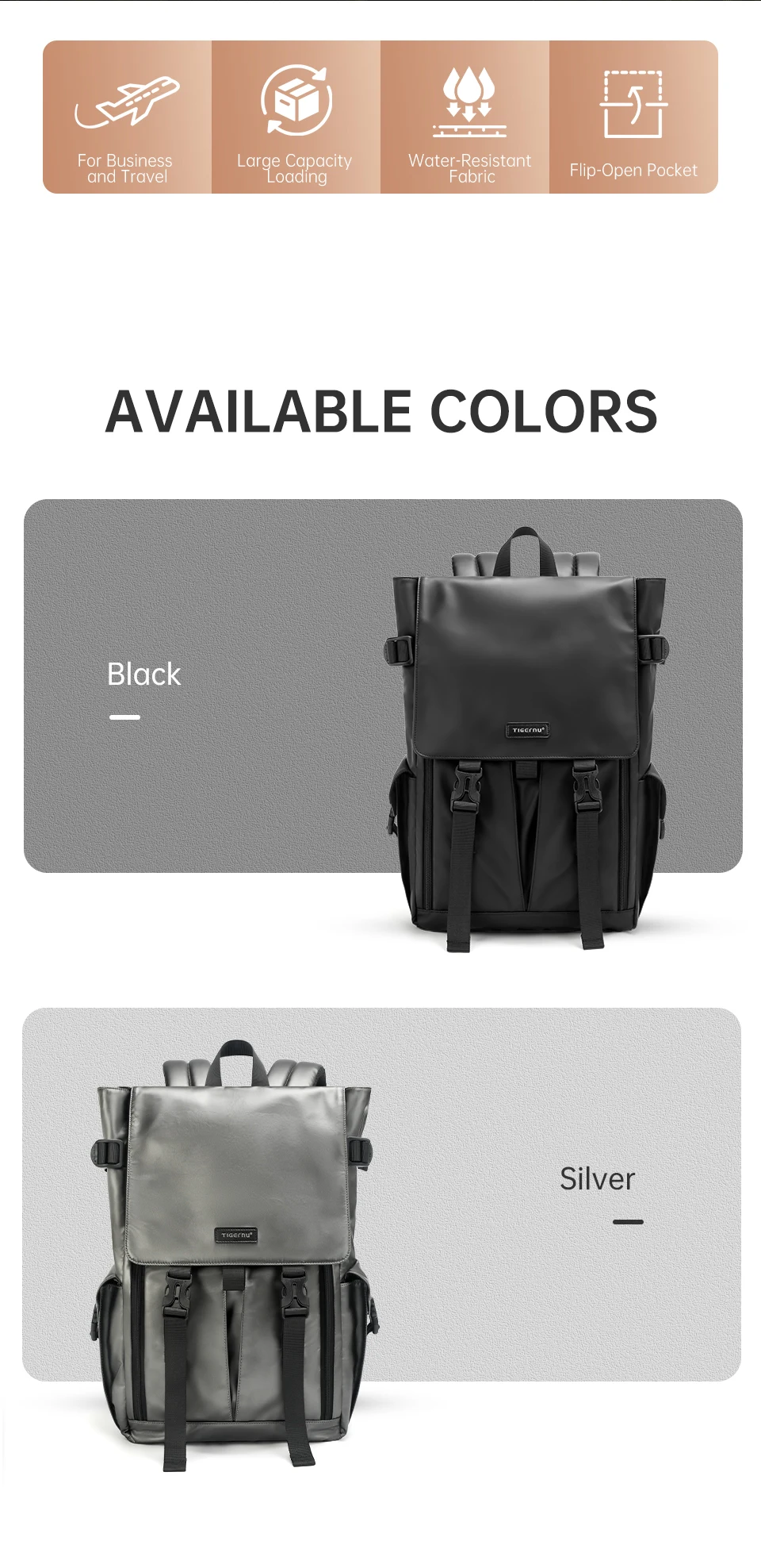 Tigernu Herren Rucksack Jugend Schulrucksäcke Mode Kabinenrucksack für Männer 15,6 Zoll Laptop Rucksäcke Reise Mochilas Rucksack – Detail 2