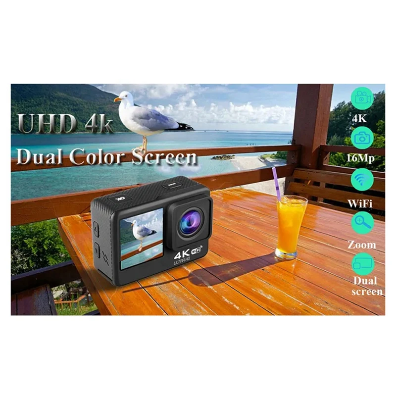 HD 4K/30 Fps 4K 30Fps Action Camera 2.0 Inch Screen WIFI Remote View Machine Outdoor Camera Anti-Shake Waterproof Action Camera