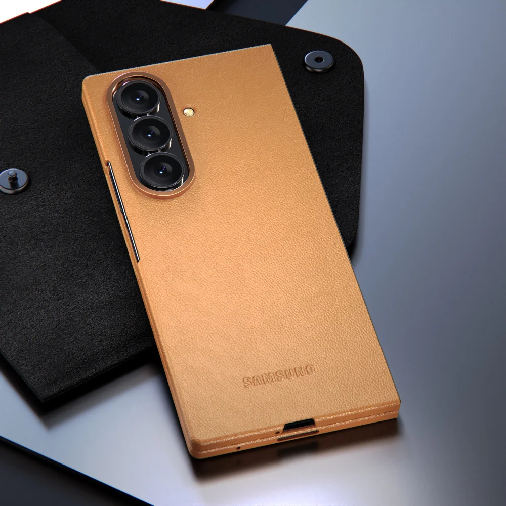 Oryginalne skórzane etui do Samsung Galaxy Z Fold7, Z Fold6, Fold5, luksusowe, biznesowe, teksturowane, ochronne etui na telefon, ochronna tylna obudowa. — zdjęcie produktu 6