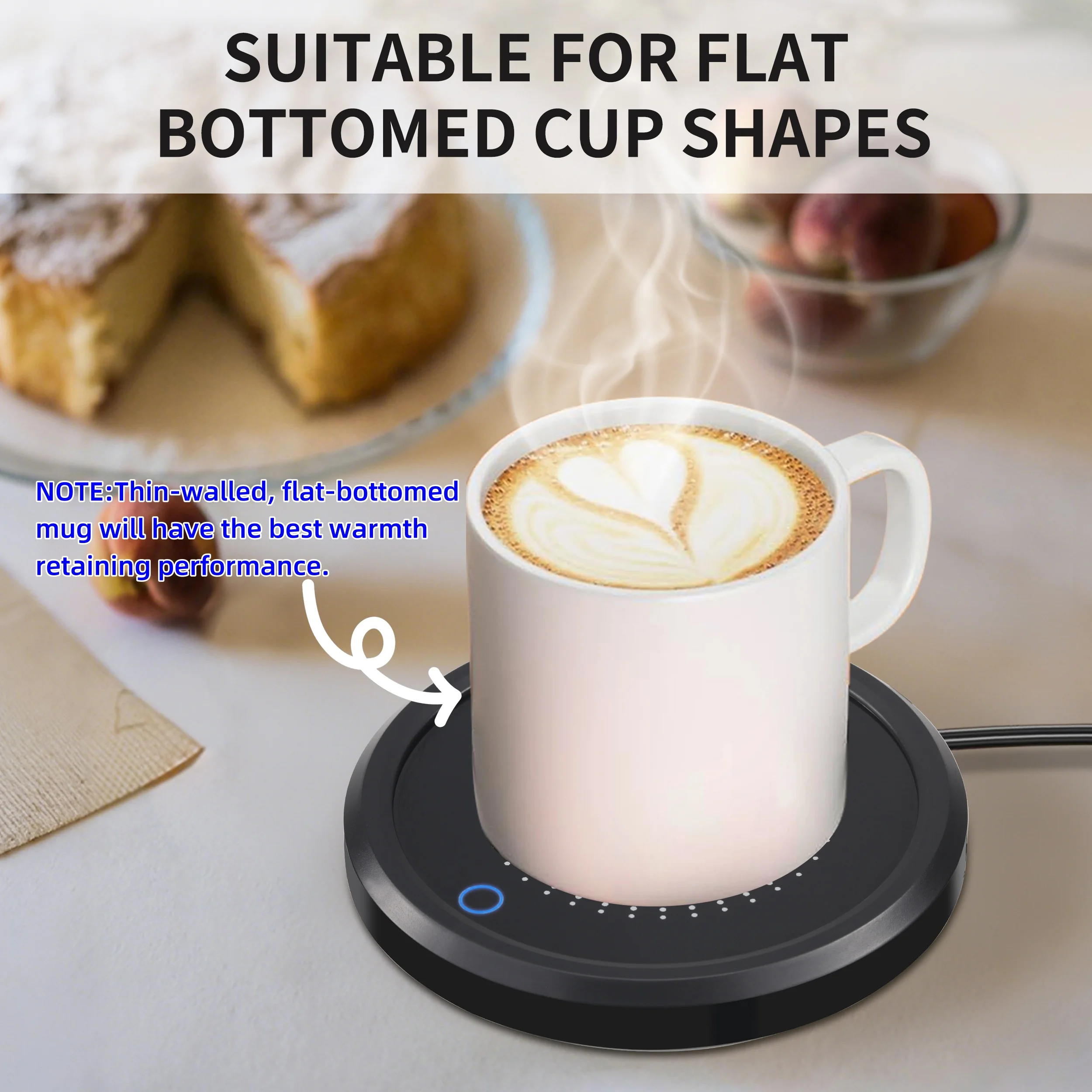 40-60℃ Gravity Sensor Electric Mug Warmer, Auto On/Off Coffee Heating Pad with Indicator Light for Office, Home & Travel