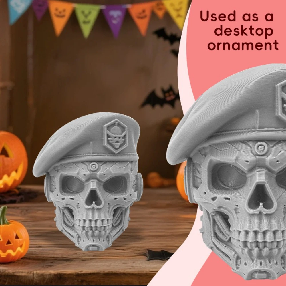 Creative Desktop Cyberpunk Decorative Figurehead Plastic Beret Tactical Skull Bust Skull Home Office