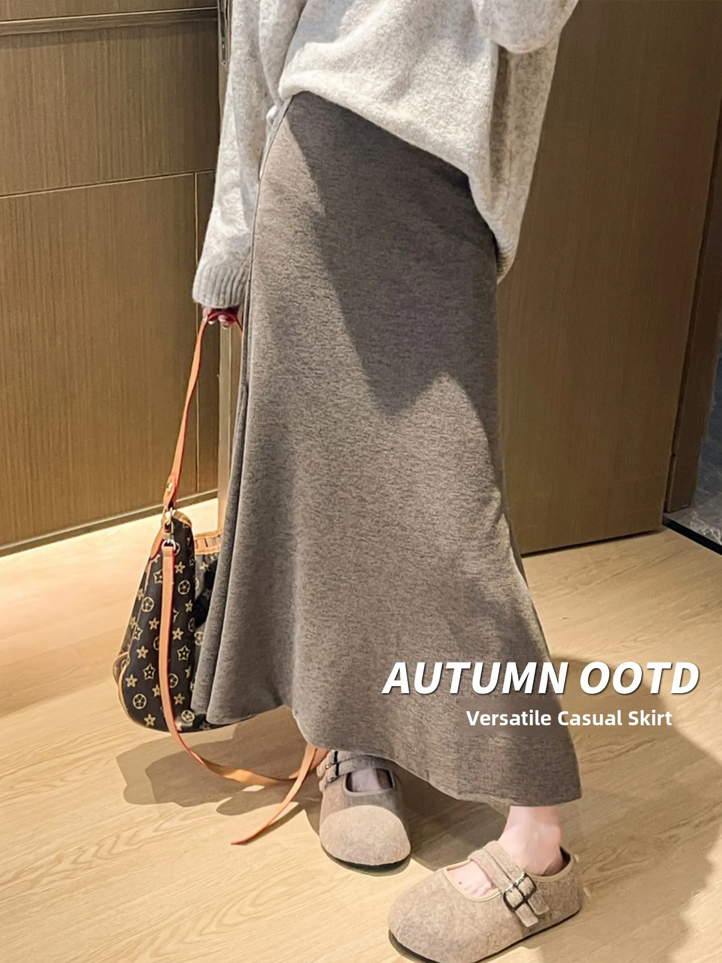 

High Waist Fi Tail f Skirt Women's Sle Latte Color Lazy Sle A-Line Mid-Length Skirt Skin-friendly Breathable Korean ...