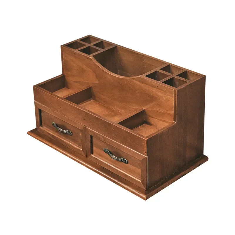 Multi-functional Desk Organizer for Stationery and Cosmetics with Drawer Compartments and Pen Holder