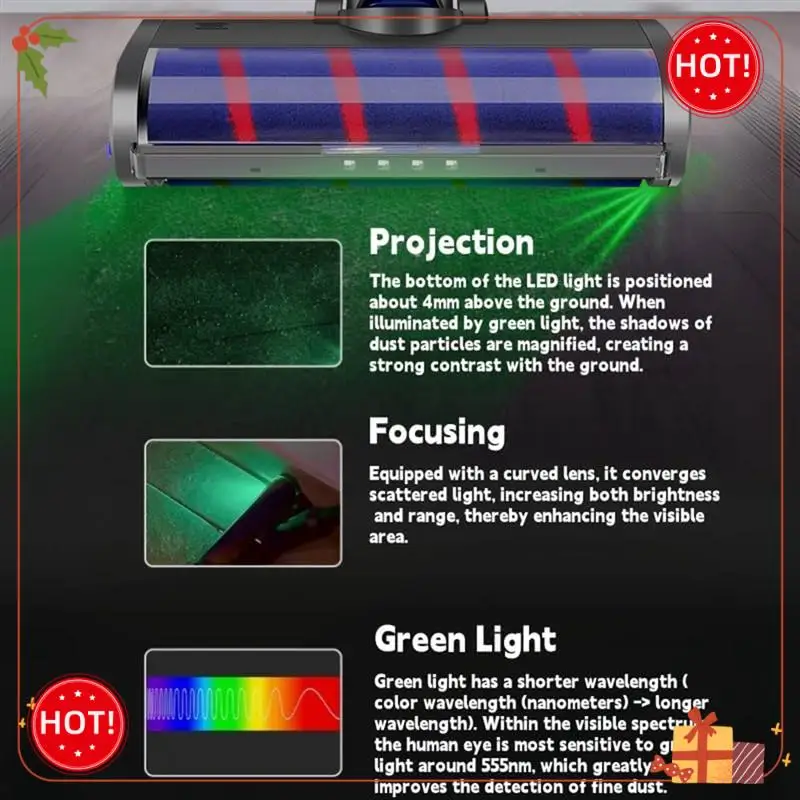 Acessório de escova de piso elétrica a vácuo para dyson v7 v8 v10 v11 g5 cabeça de escova de rolo macio com luzes de poeira led