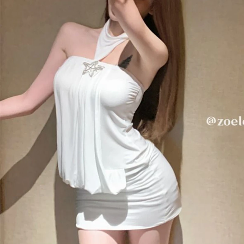 

Summer Korean style irregular cut sleeveless women's design sense pleated chic waist cinching slimming camisole dress