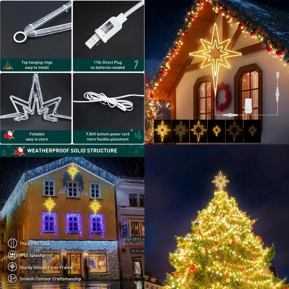 

147 LED Waterproof Warm White Star of Bethlehem Light with Controller, Outdoor Christmas and Party Decoration