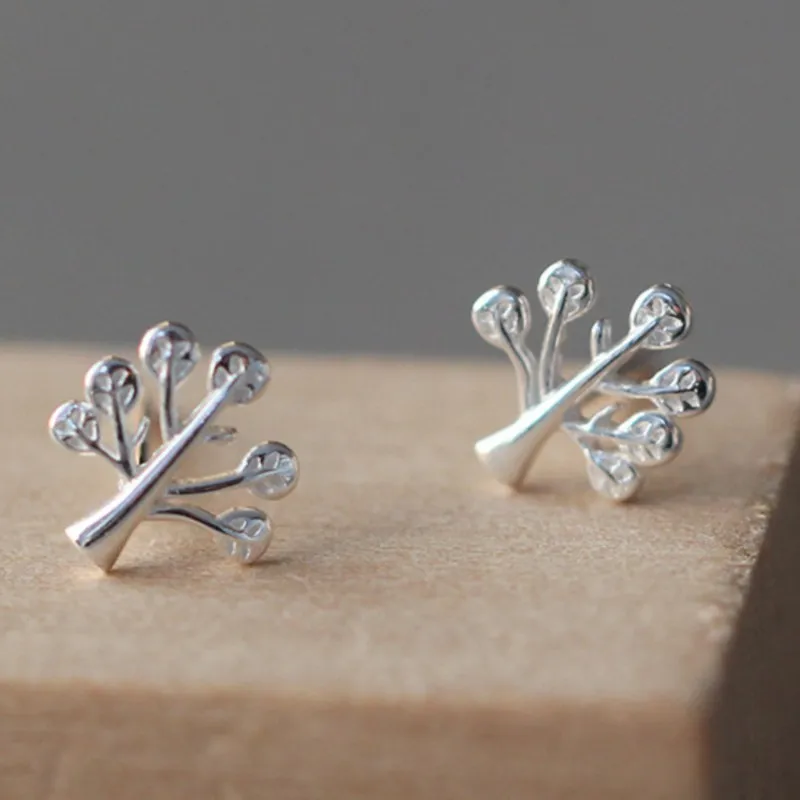 Nature's Elegance: Silver Color Tree Branch Stud Earrings for Women - A Symbol of Growth and Timeless Beauty