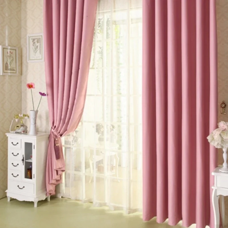 Gold solid color curtains, thickened full shading and heat insulation curtain fabric for living room