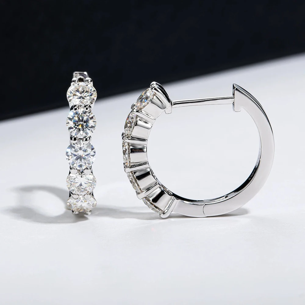 JoyceJelly Ohrstecker aus 925er-Sterlingsilber mit Moissanit-Diamant, 1 CT/2 CT, Rundschliff, Ohrhaken, Damen-Ohrringe, Hochzeit, edler Schmuck – Detail 12