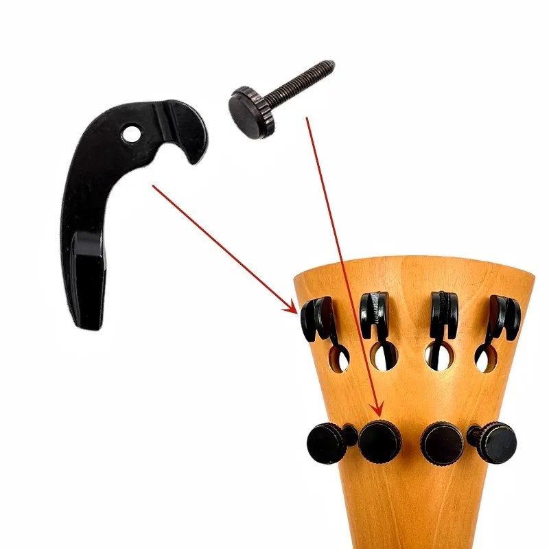 Cello 3/4-4/4 Double Row Trimmer Integrated All Black String Hook Twist Adjuster Accessories